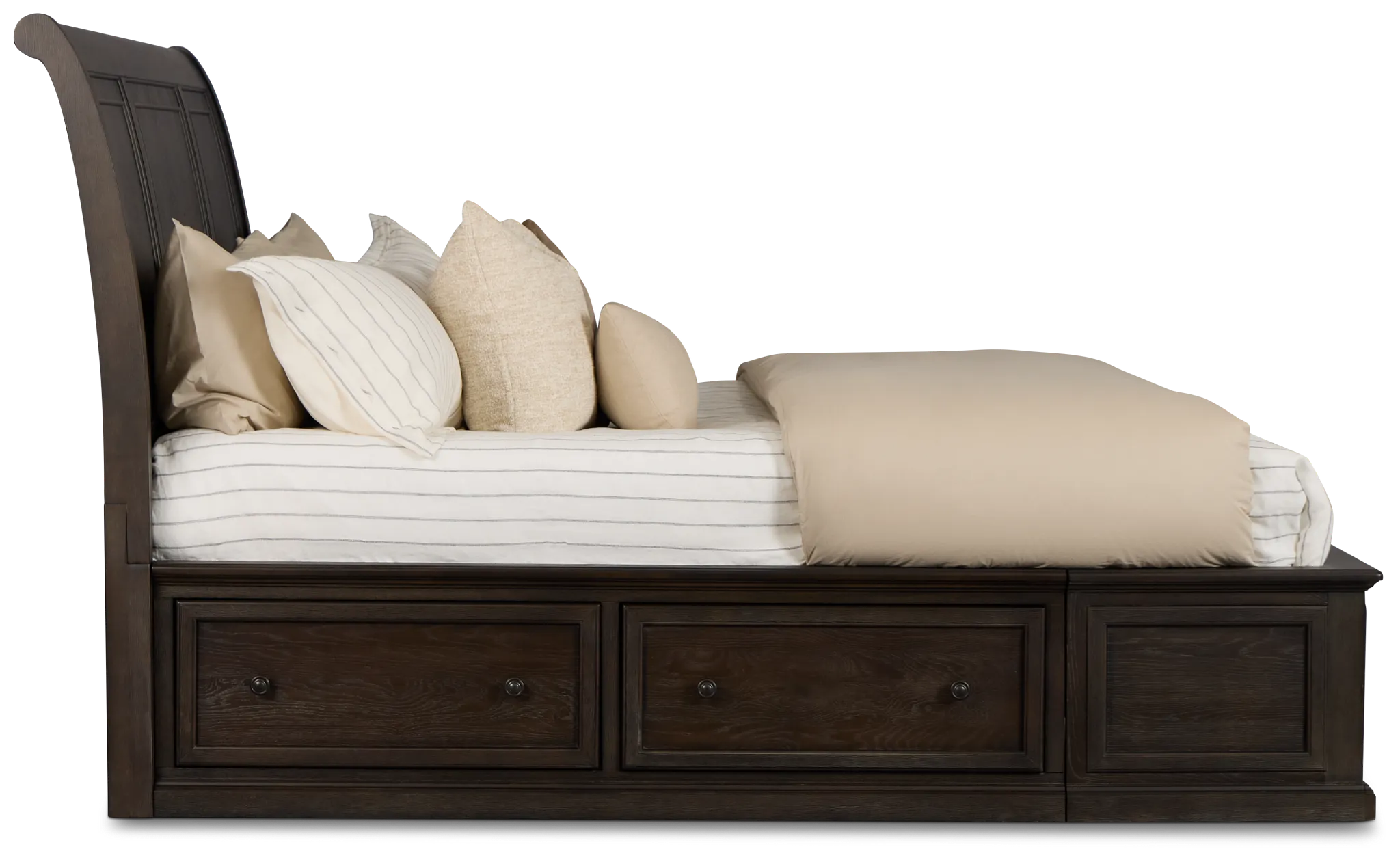 Galveston Dark Tone Sleigh Storage Bed