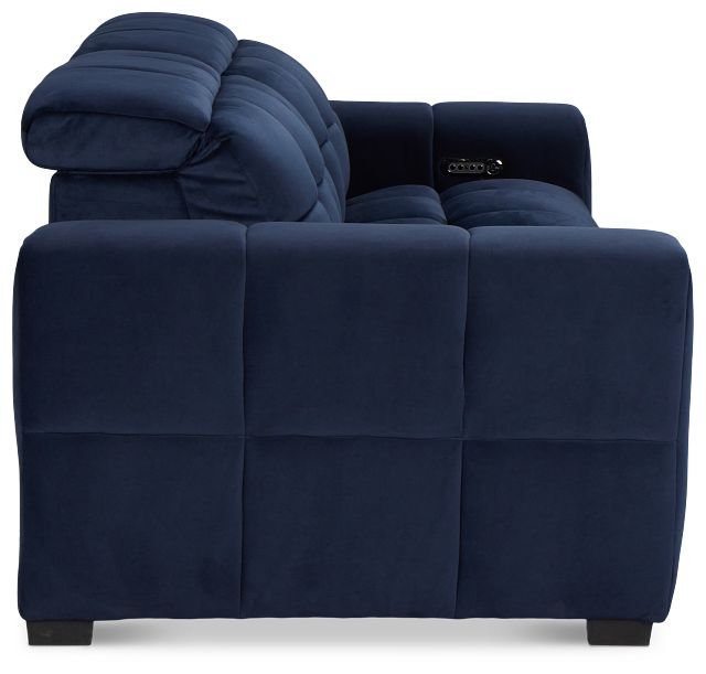 Gemma Navy Velvet Small Left Chaise Power Reclining Sectional