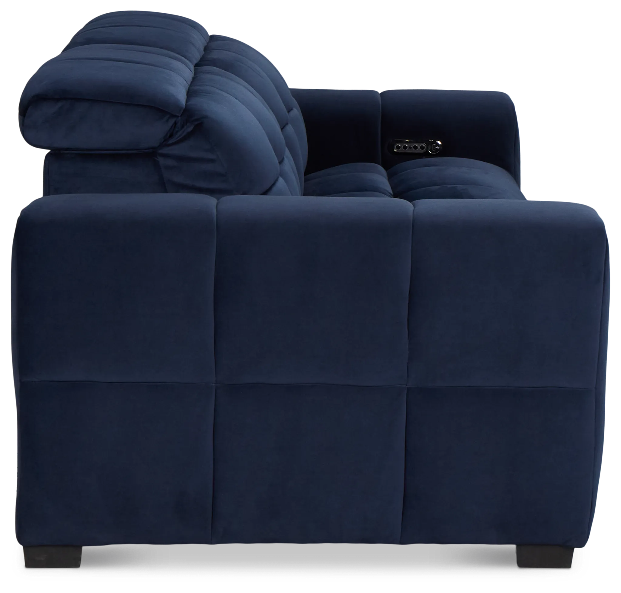 Gemma Navy Velvet Small Left Chaise Power Reclining Sectional