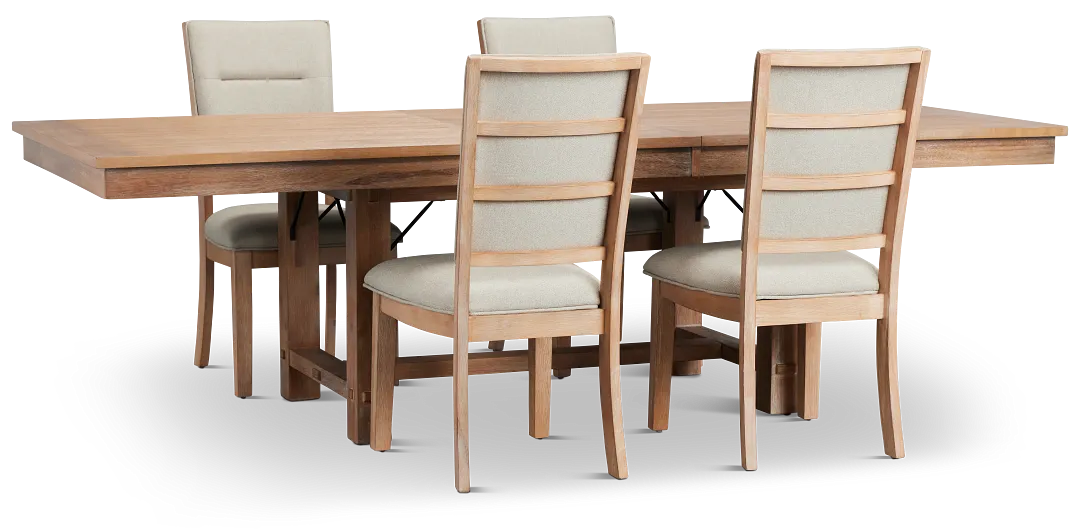 Park City Light Tone Rectangular Table & 4 Upholstered Chairs