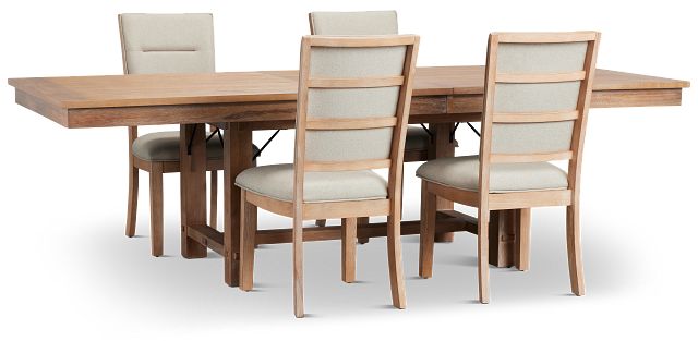 Park City Light Tone Rectangular Table & 4 Upholstered Chairs