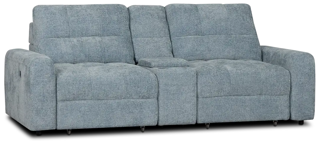 Hendrix Light Blue Fabric Power Extension Chaise Console Loveseat Hendrix Light Blue Fabric Power Extension Chaise Console Loveseat