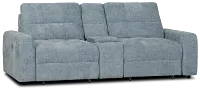 Hendrix Light Blue Fabric Power Extension Chaise Console Loveseat