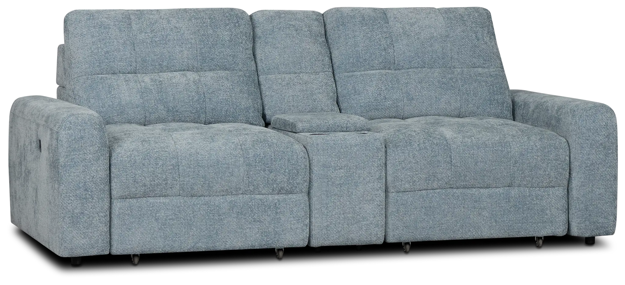 Hendrix Light Blue Fabric Power Extension Chaise Console Loveseat Hendrix Light Blue Fabric Power Extension Chaise Console Loveseat