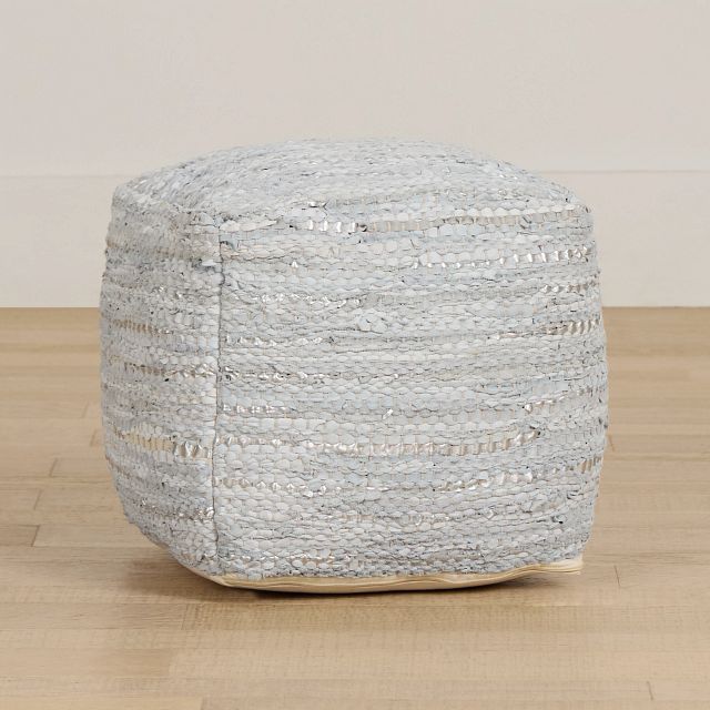 Ayana Silver Accent Pouf