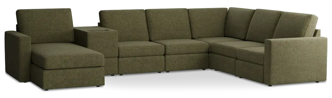 Citymod Green Fabric Large Left Chaise Sectional With Storage Console Citymod Green Fabric Large Left Chaise Sectional With Storage Console