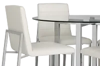 Amalfi White Glass Round Table & 4 Upholstered Chairs