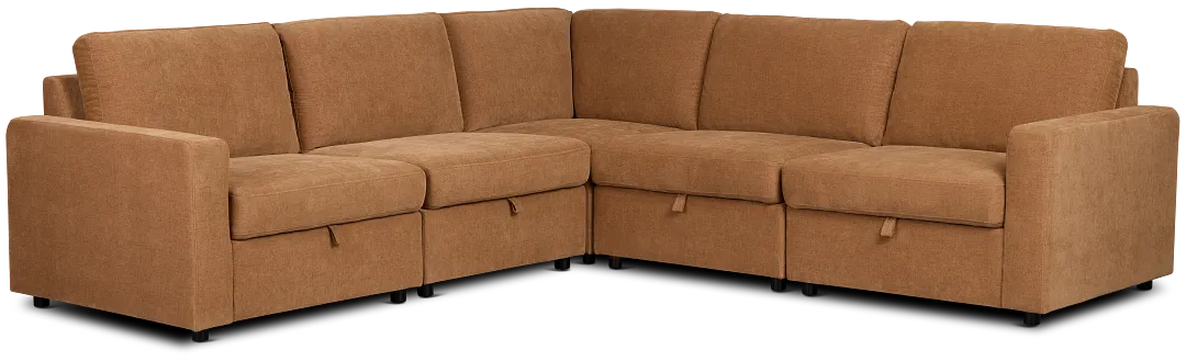 Addie Brown Fabric Small 2-arm Storage Sectional