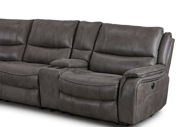 Dober Dark Gray Micro Medium Dual Power 2-arm Reclining Sectional