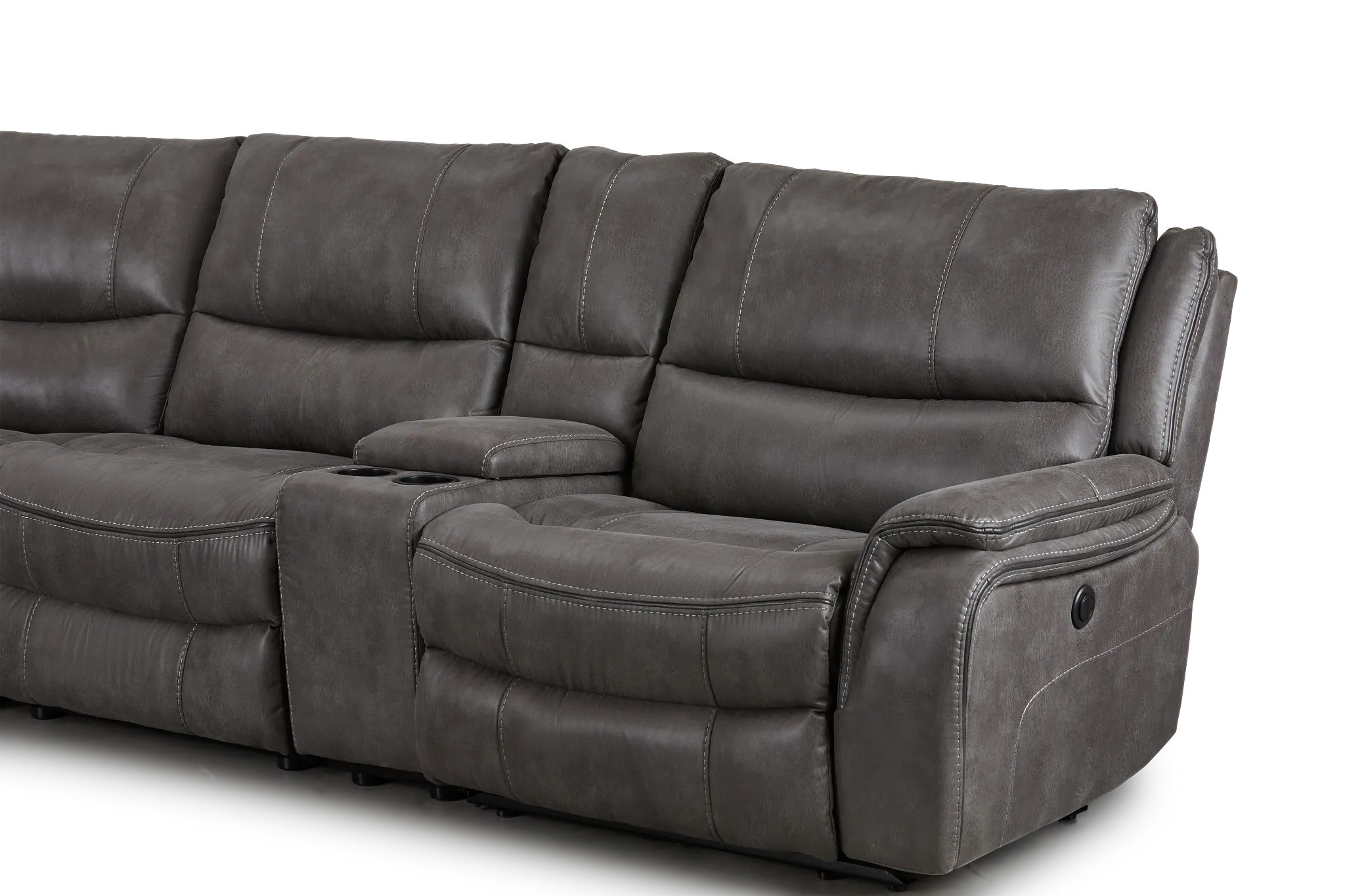 Dober Dark Gray Micro Medium Dual Power 2-arm Reclining Sectional