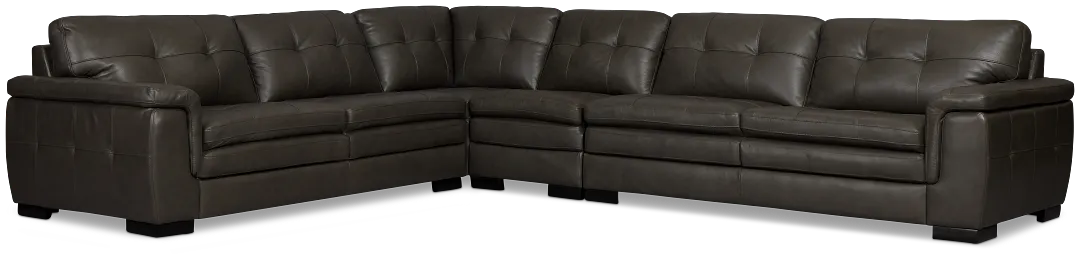 Braden Dark Gray Leather Medium Two-arm Sectional