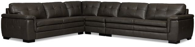 Braden Dark Gray Leather Medium Two-arm Sectional