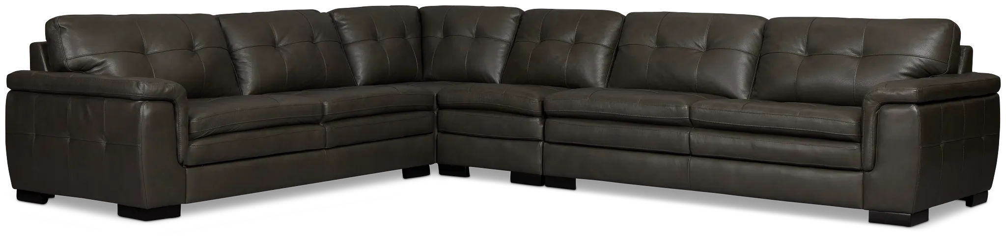 Braden Dark Gray Leather Medium Two-arm Sectional