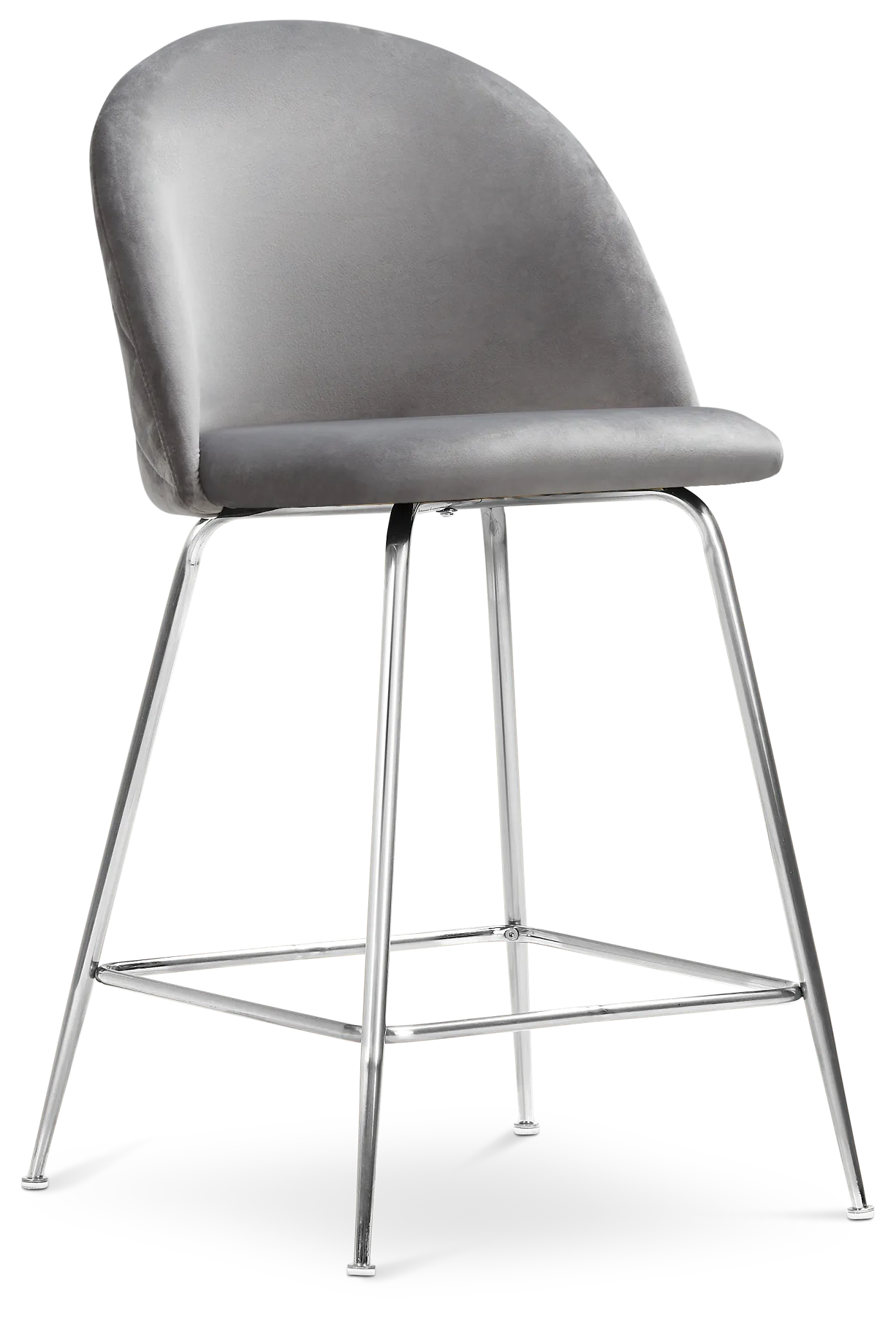 Capri Grayvelvet Upholstered 24" Barstool W/chrome Legs