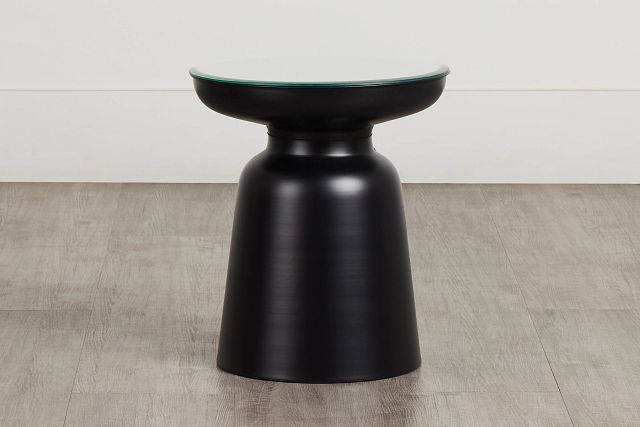Justice Black Mirrored Accent Table