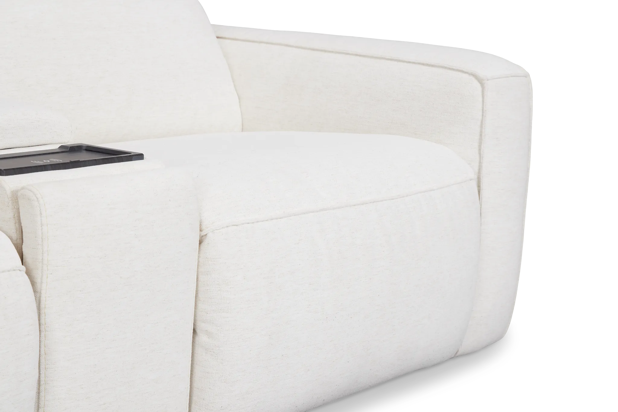 Ryland White Fabric Large Dual Power Reclining Two-arm Sectional