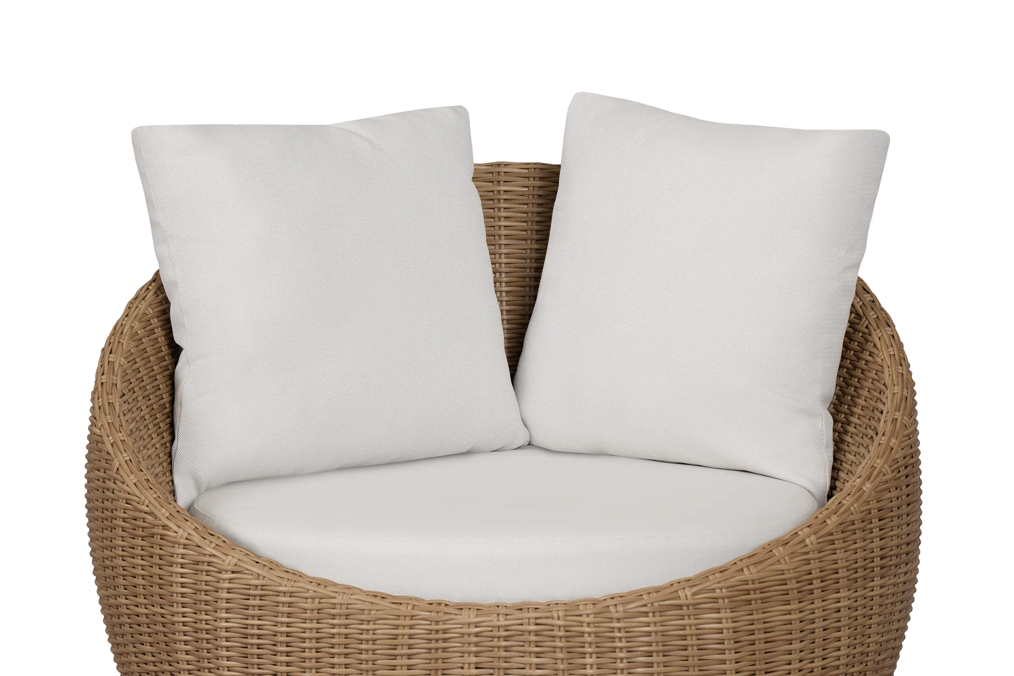 Montecito Light Tone Curved Swivel Chair With Light Beige Cushions