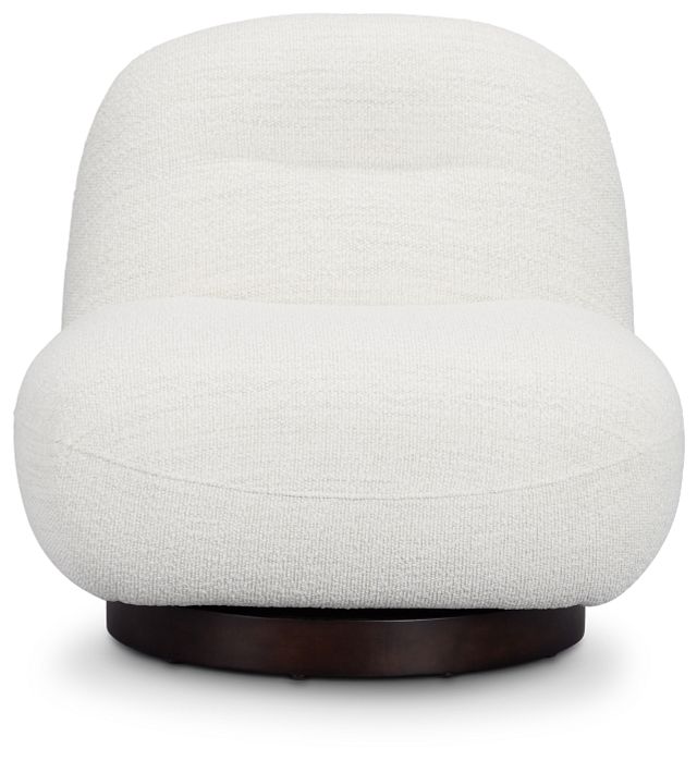 Aaliyah White Fabric Swivel Accent Chair