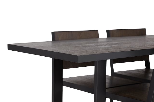 Hudson Dark Tone Wood High Table & 4 Barstools (4)