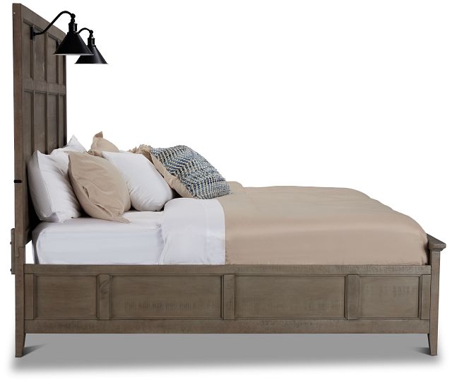 Heron Cove Light Tone Panel Bed With Lights