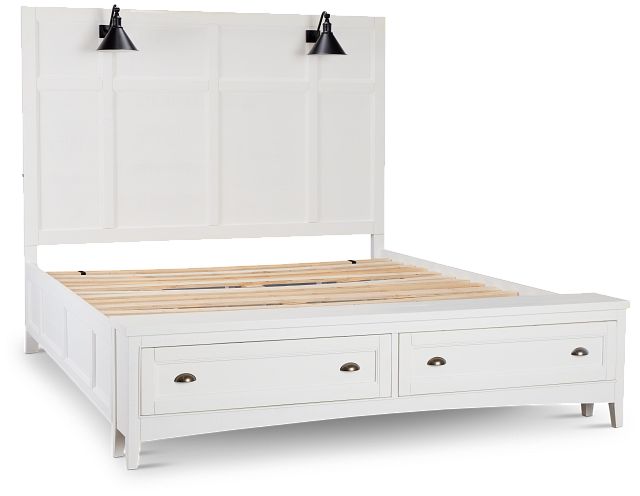 Heron Cove White Panel Bed With Lights And Bench
