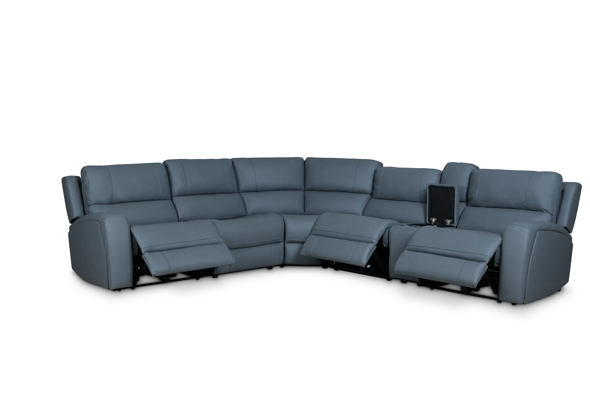 Summit Blue Lthr/vinyl Medium Triple Power 2-arm Sectional Summit Blue Lthr/vinyl Medium Triple Power 2-arm Sectional