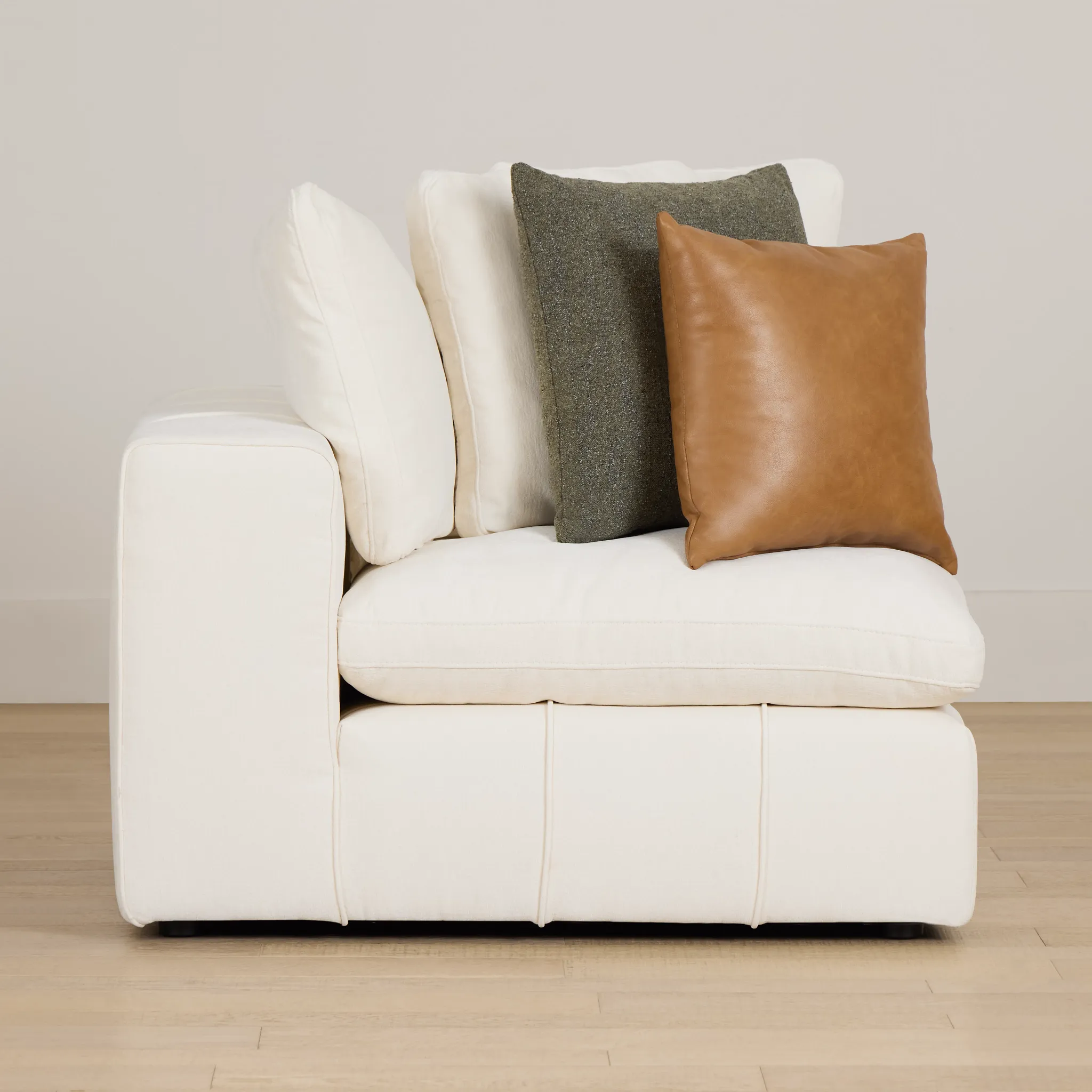 Cruz White Fabric Corner Chair
