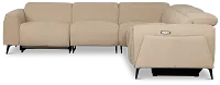 Reyna Beige Micro Medium Dual Power 2-arm Reclining Sectional