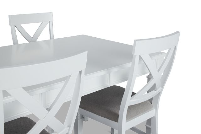 Marina White Table & 4 Wood Chairs