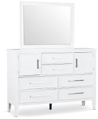 Seabrook White Large Dresser & Mirror