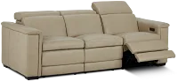 Ainsley Beige Leather Power Reclining Sofa