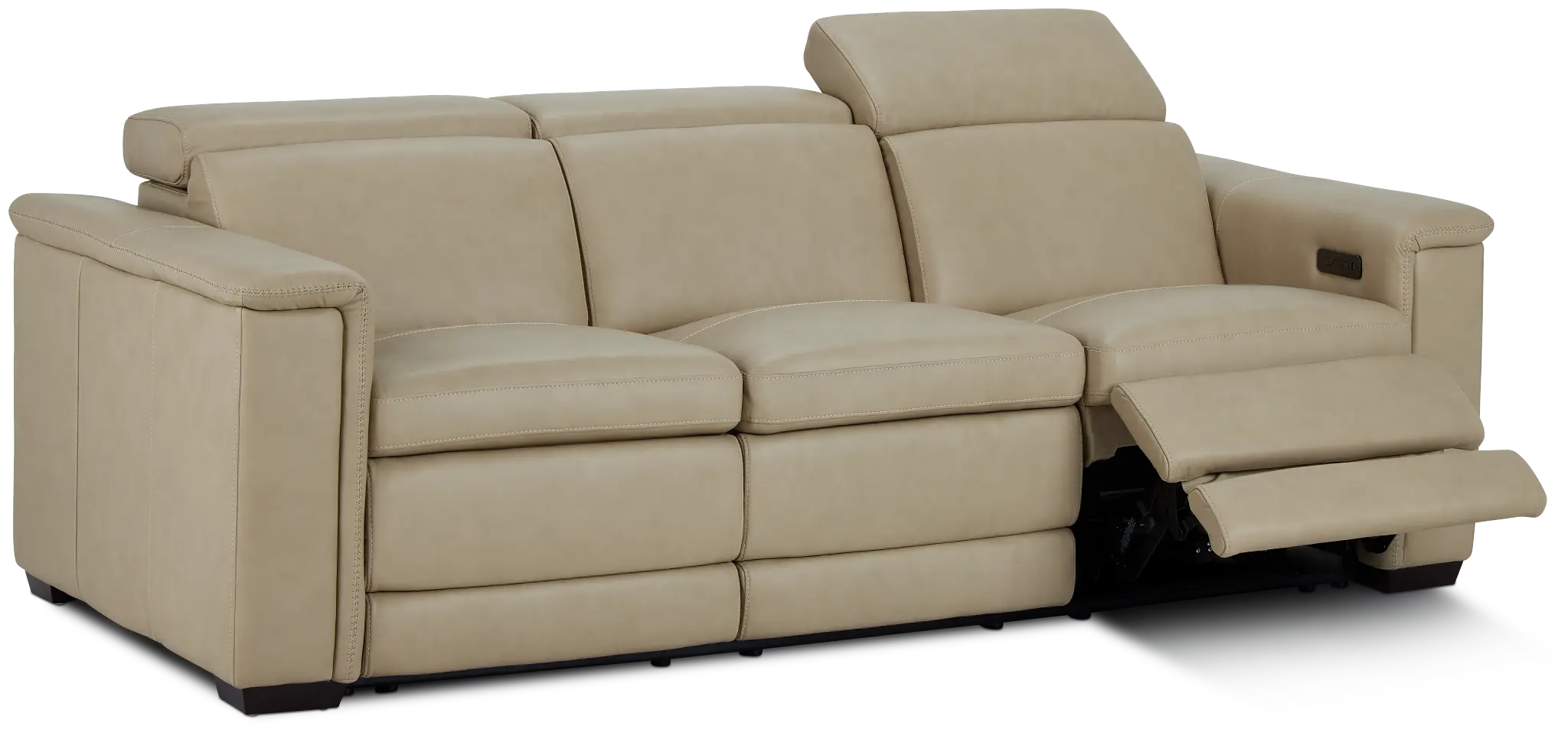 Ainsley Beige Leather Power Reclining Sofa Ainsley Beige Leather Power Reclining Sofa