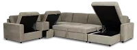 Addie Gray Fabric Medium Right Chaise Sleeper Sectional With Console