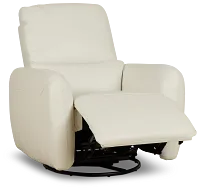 Eve White Lthr/vinyl Power Swivel Glider Recliner