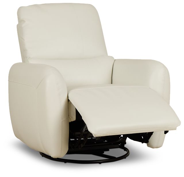 Eve White Lthr/vinyl Power Swivel Glider Recliner