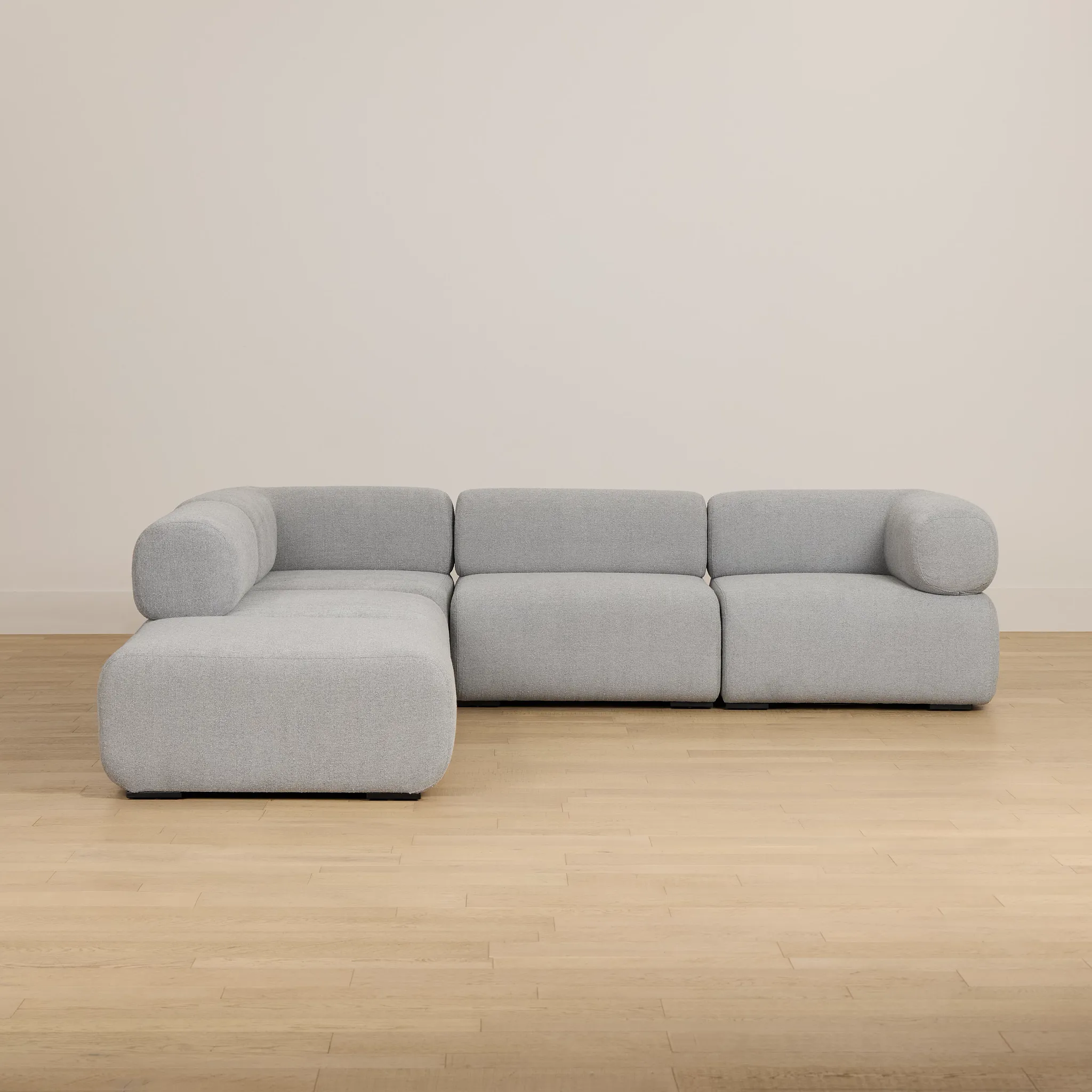 Celeste Light Gray Fabric 5-piece Left Facing Bumper Sectional