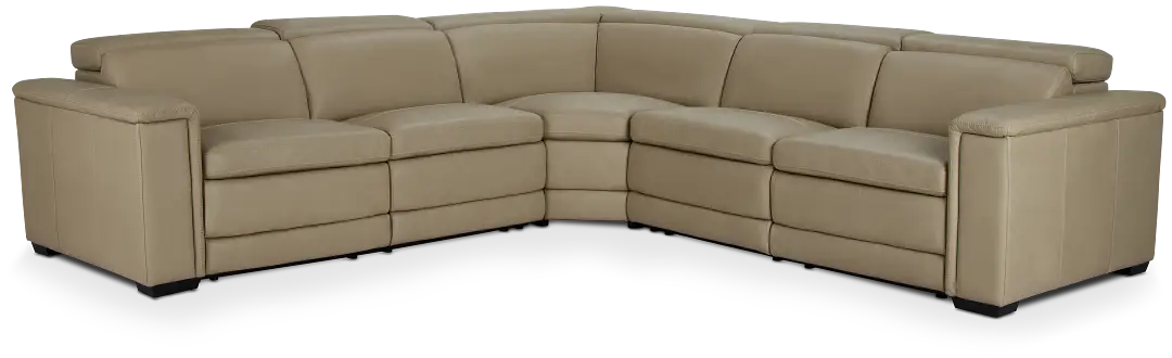 Ainsley Beige Leather Medium Dual Power 2-arm Reclining Sectional Ainsley Beige Leather Medium Dual Power 2-arm Reclining Sectional