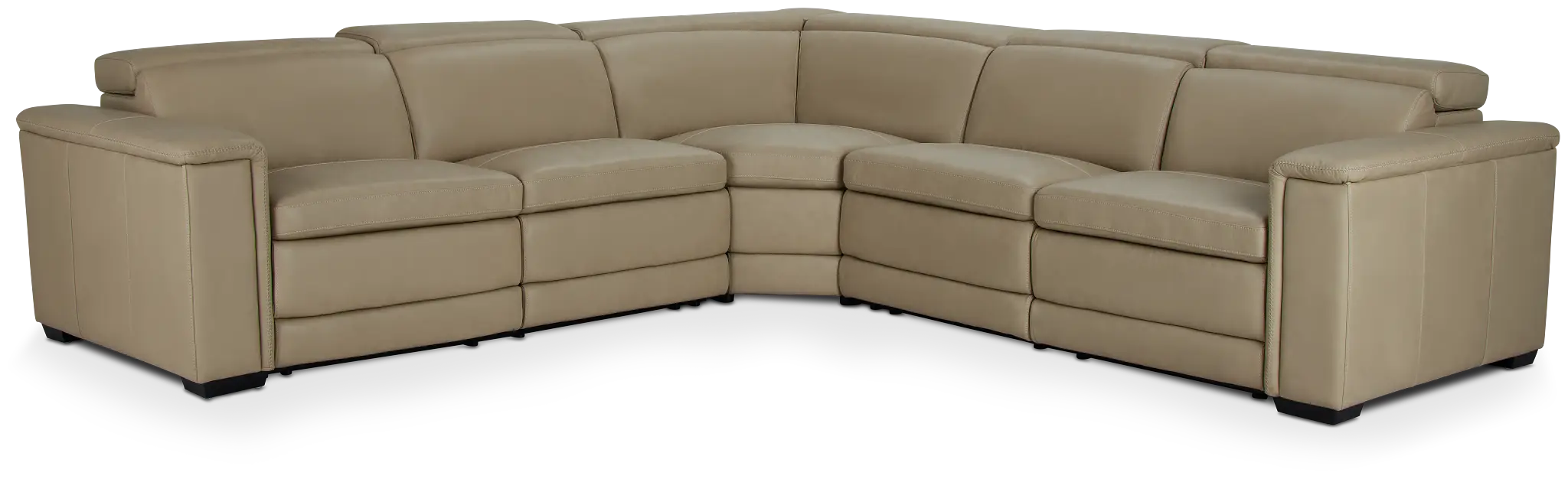 Ainsley Beige Leather Medium Dual Power 2-arm Reclining Sectional Ainsley Beige Leather Medium Dual Power 2-arm Reclining Sectional