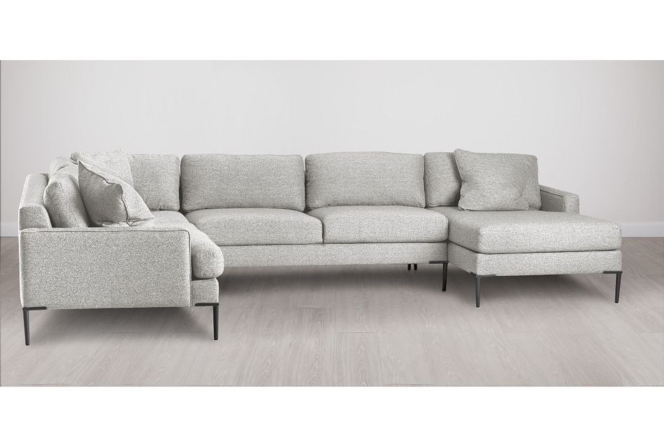 Morgan Light Gray Fabric Medium Right Chaise Sectional W Metal