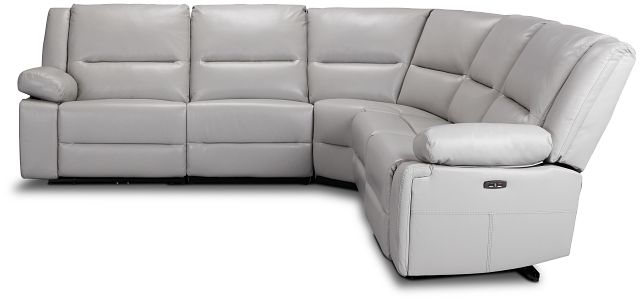 Peyton Light Gray Lthr/vinyl Small Two-arm Power Reclining Sectional