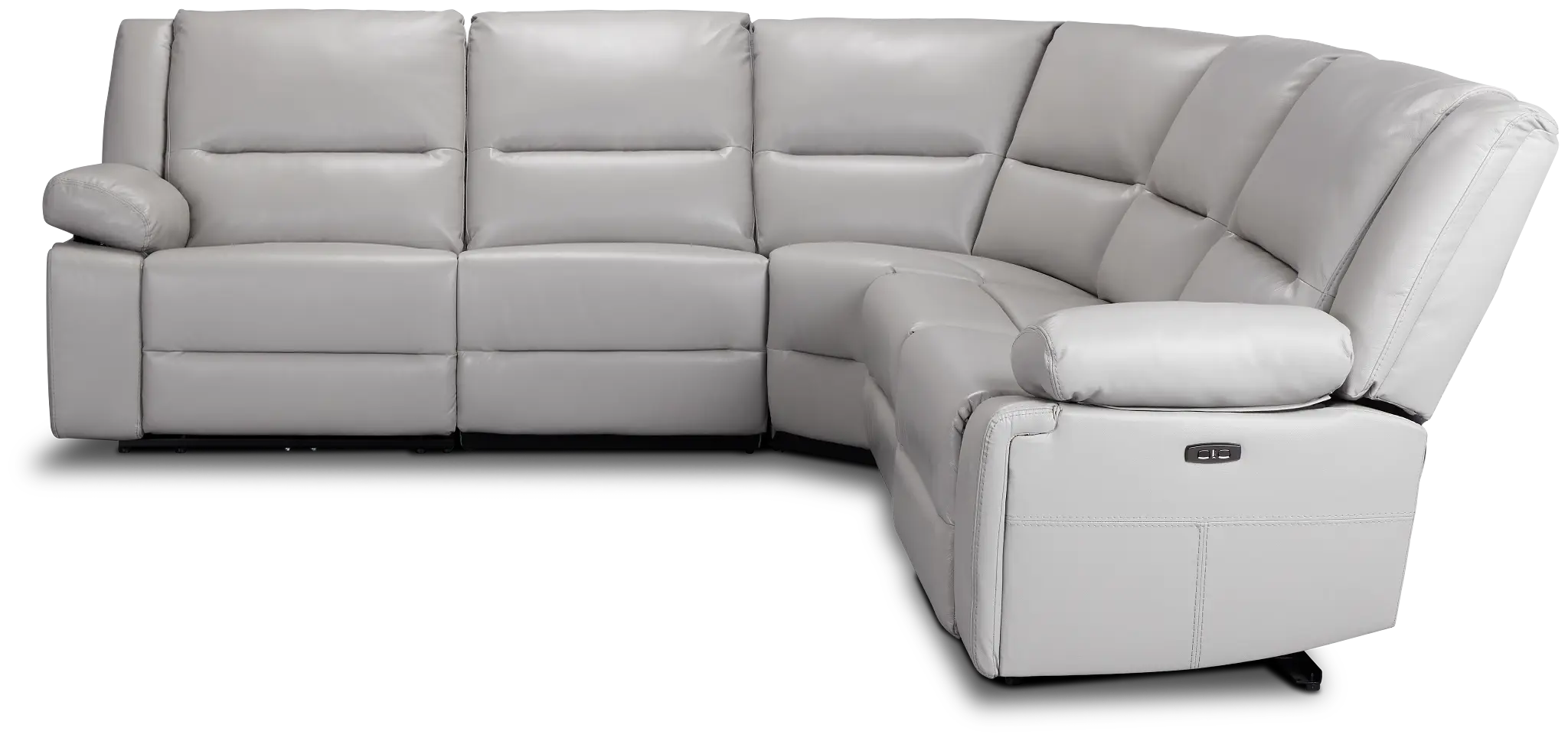 Peyton Light Gray Lthr/vinyl Small Two-arm Power Reclining Sectional Peyton Light Gray Lthr/vinyl Small Two-arm Power Reclining Sectional
