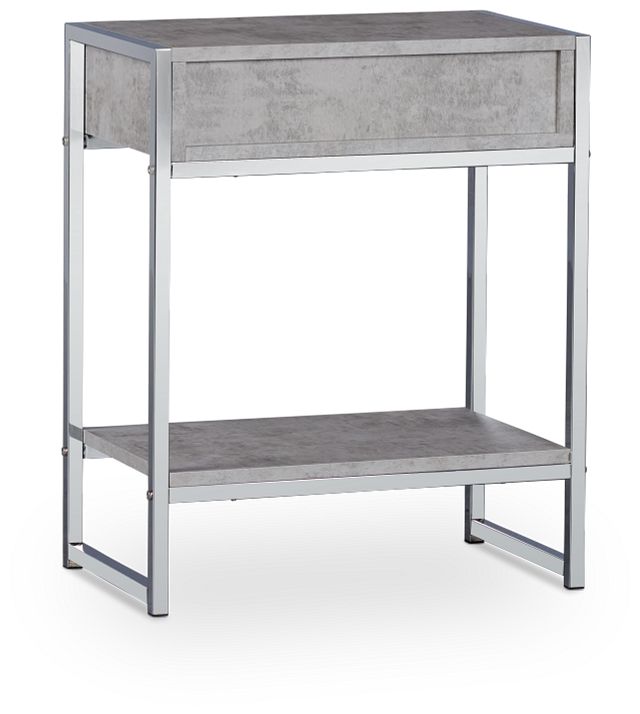 Evansville Light Gray Chrome Nightstand