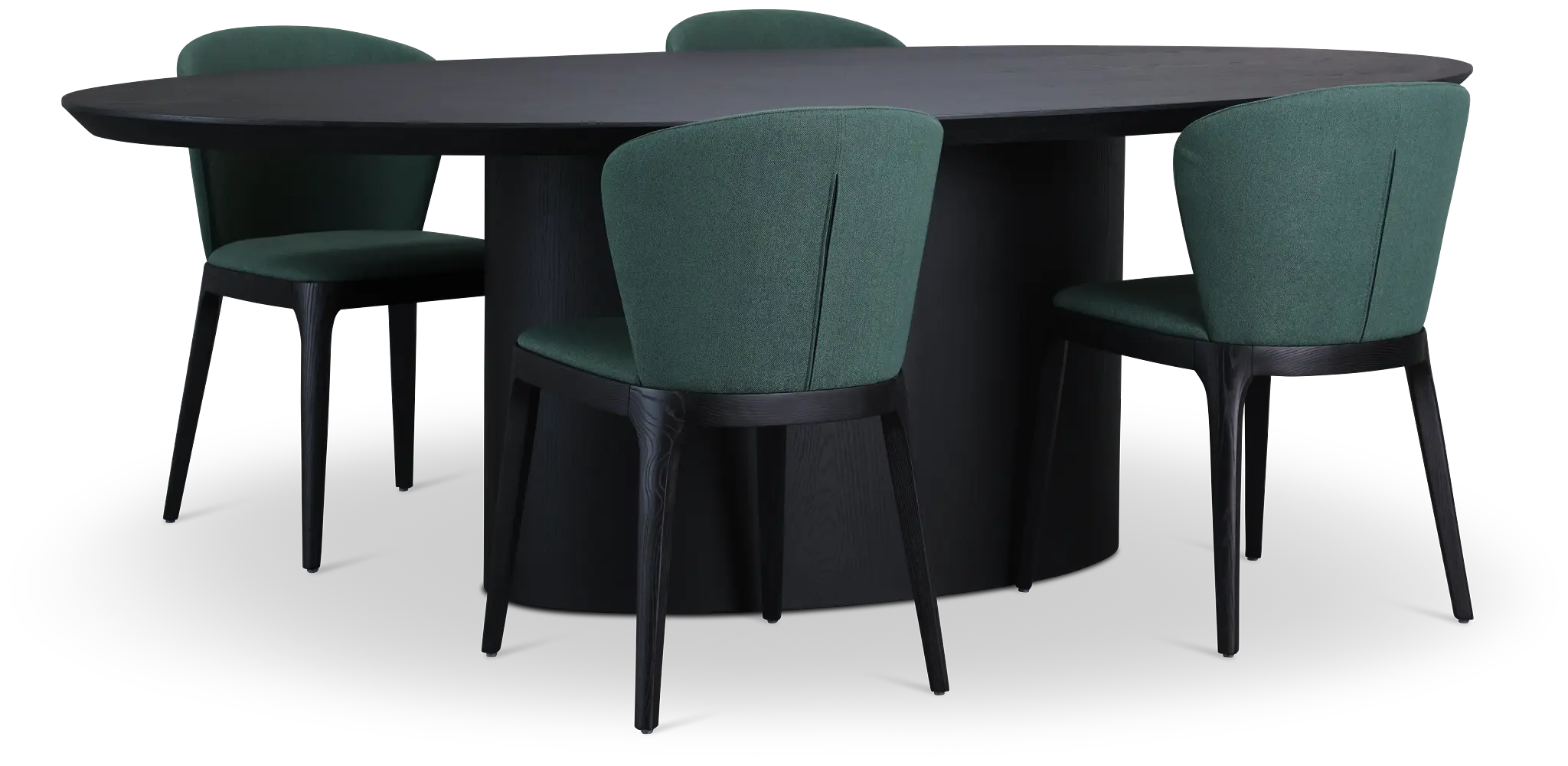 Nomad Black 94" Oval Table & 4 Dark Green Chairs W/ Black Legs Nomad Black 94" Oval Table & 4 Dark Green Chairs W/ Black Legs