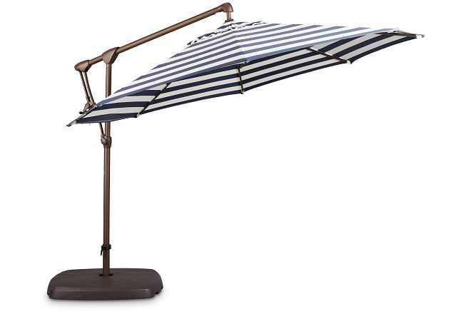 Grenada Dark Blue Stripe Cantilever Umbrella Set
