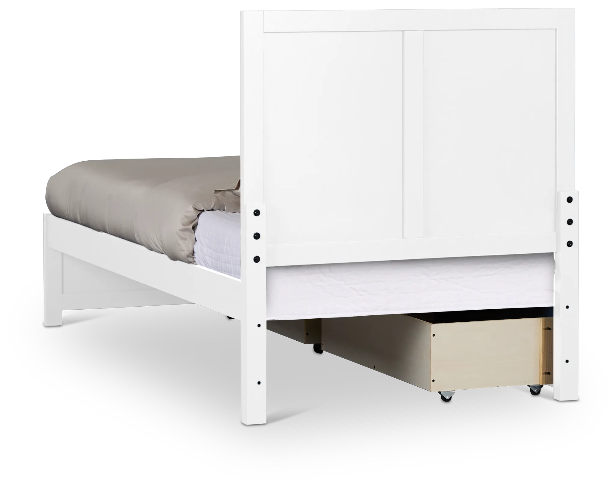 Charleston White Panel Bed With 2 Storage Drawers