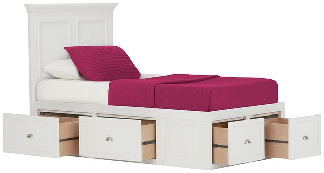 Spencer White 6 Drawer Platform Storage, Twin Bed With 6 Drawers Underneath