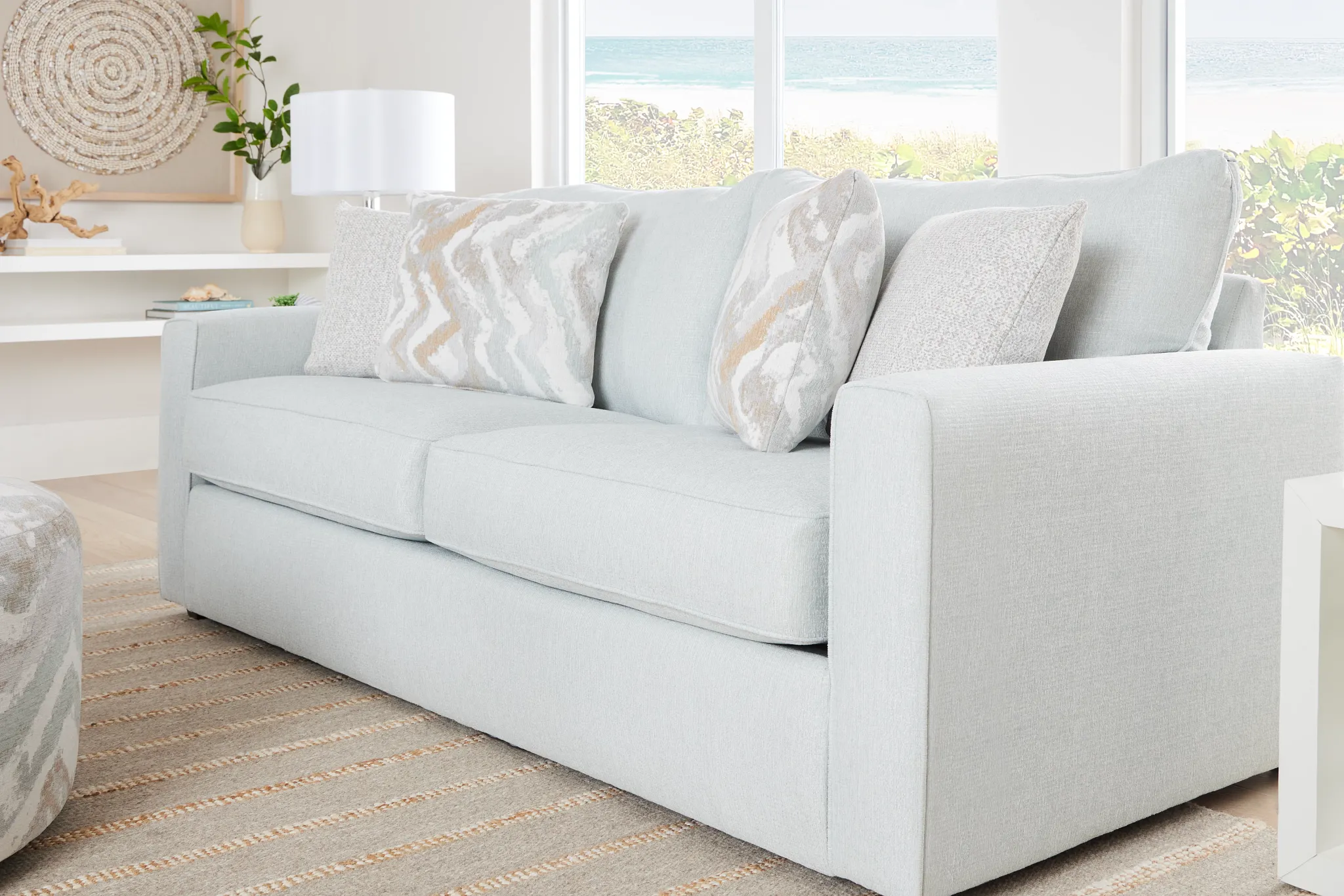 Avalon Light Blue Fabric Sofa