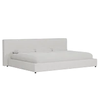 Grayton Linen Light Beige 44" Upholstered Platform Bed