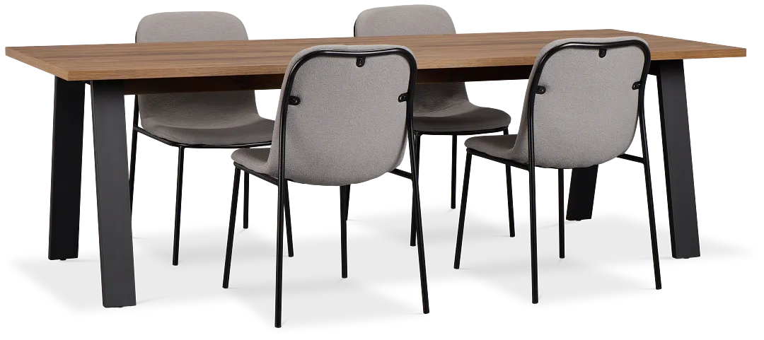 Trento Mid Tone 94" Rectangular Table & 4 Upholstered Chairs