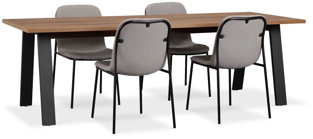 Trento Mid Tone 94" Rectangular Table & 4 Upholstered Chairs Trento Mid Tone 94" Rectangular Table & 4 Upholstered Chairs